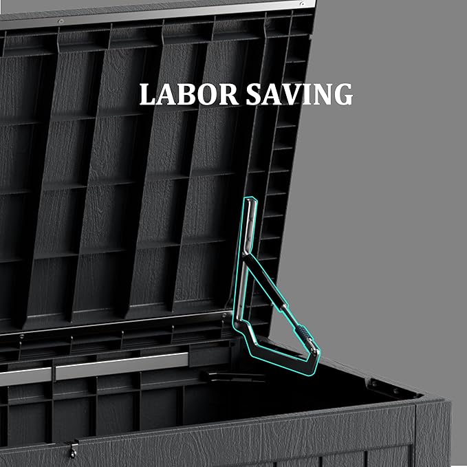 270 Gallon Lockable Resin Deck Box, Waterproof & UV-Resistant Outdoor Storage Box for Outdoor Cushion Storage, Garden Tools & Pool Accessories Storage, Black