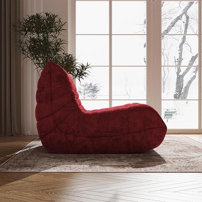 Bean Bag Chair, Fireside Chair Bean Bag Sofa Large Bean Bag Chair for Adults, Bean Bag Chairs for Teens with High Density Comfortable Foam, Memory Foam Bean Bag for Living Room, Bedroom (Red)