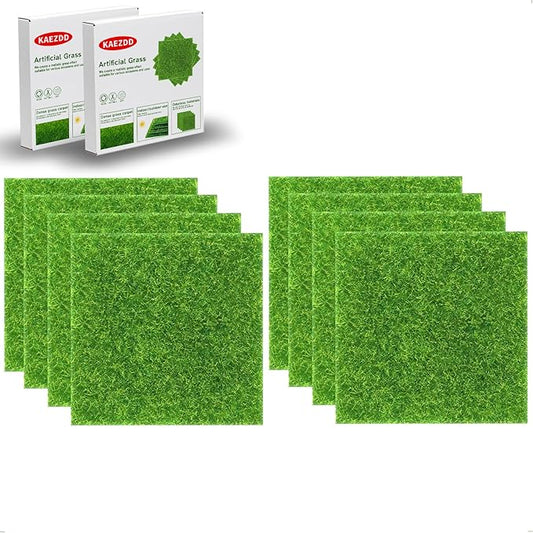 8 Packs 6 X 6 Inch Fake Grass Decor for Crafts, Artificial Grass for Dollhouse Miniature Ornament Projects, Model Turf Grass for DIY Fairy Garden Accessories and Decor Kit