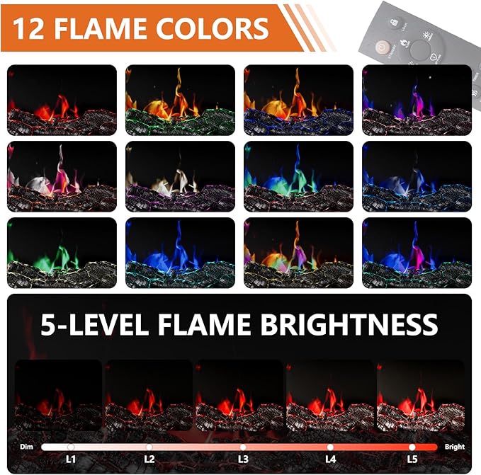 3-Sided Glass Farmhouse Fireplace TV Stand for TVs Up to 100 Inch, Entertainment Center with 36" Electric Fireplace, TV Console with Storage Cabinets for Living Room, Antique White