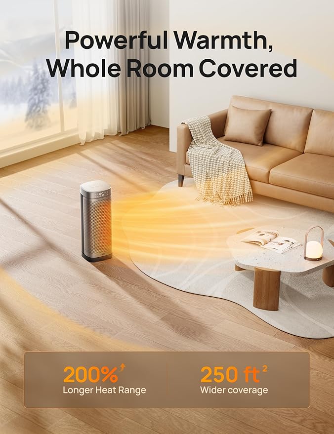 Dreo Space Heaters for Indoor Use, 1500W Fast Heating Portable Heaters with Remote, Large PTC Ceramic Electric for Bedroom, 12H Timer, 70° Oscillation, Overheat Protection, Safety Heat for Home Office