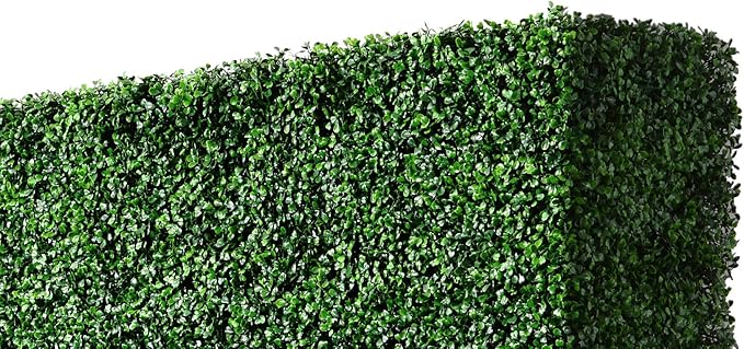 AGPL Upgraded Artificial Boxwood Hedge Wall with Gray Color Planter Room Divider and Privacy Wall Backdrops (48" H 48" W 12" D)