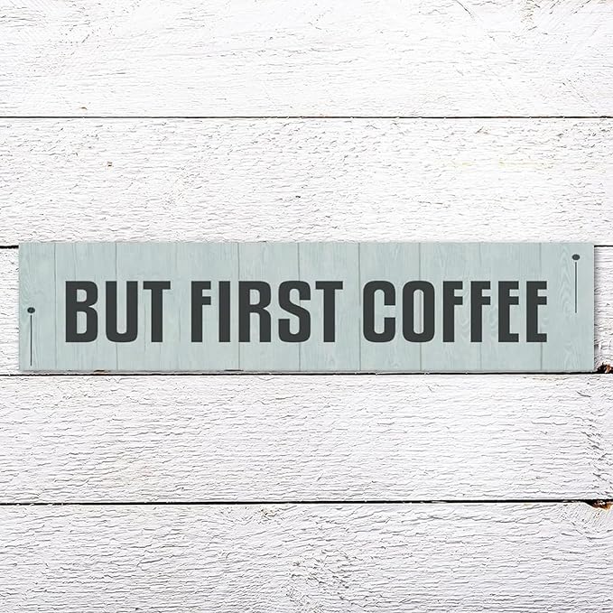 Generic Funny Wood Sign But First Coffee Rustic Wooden Hanging Sign Home Farmhouse Kitchen Wall Decoration 16 x 4 Inch