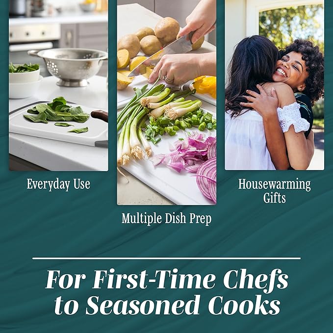 Cutting Boards for Kitchen - BPA-Free Chopping Board - Different Sizes & Non Slip Handles - Reversible, Large Cutting Board Set - Unique Gifts for Cooks Who Have Everything - 3-Pack Gray