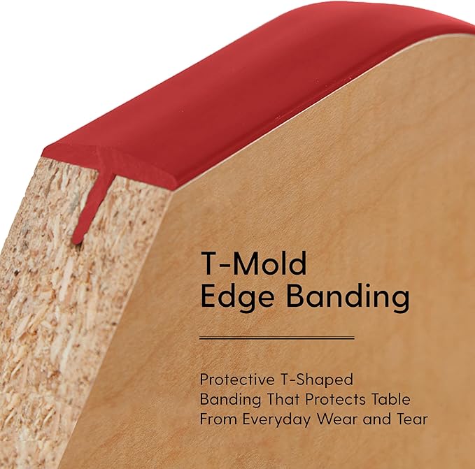 FDP Rectangle Activity School and Classroom Kids Table (24 x 36 inch), Chunky Toddler Leg, Adjustable Height 15-24 inches - Gray Top and Red Edge