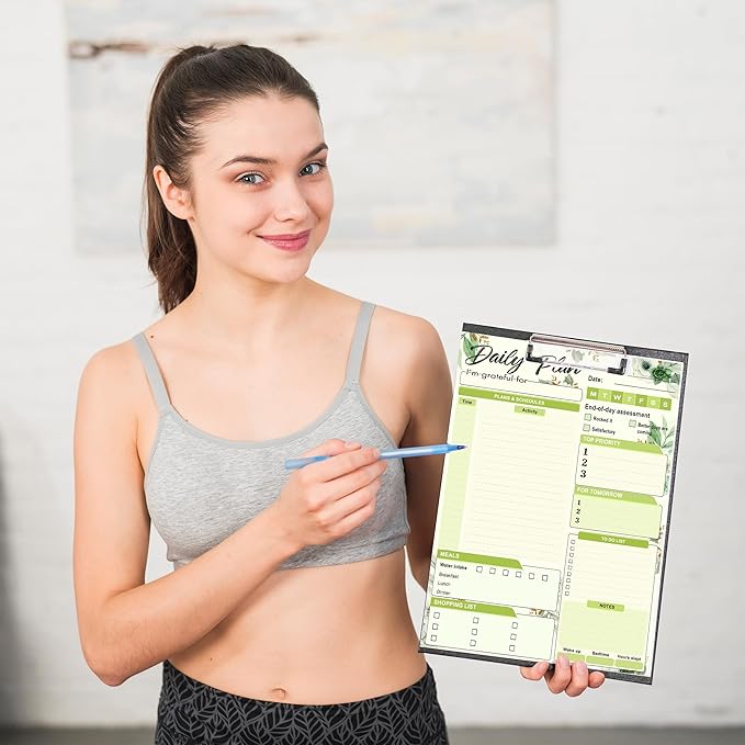 Daily Plan Notepad, 52 Sheets 8.5" X 11.5" Daily for To-Do Lists, Habit Tracking, Academic Scheduling, and Productivity Goals - Perfect for Work, Home, and Office Organization| Tropical Green Floral