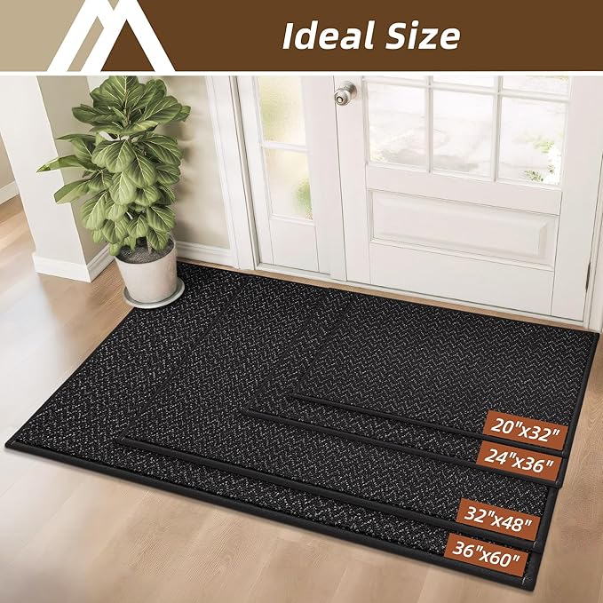 COSY HOMEER-Door-Mat 36"x60" Non Slip Absorbent Entryway Rugs Dirt Trapper Doormats Washable Entrance Mats Low Pile Welcome Floor Mat for Front Back Door and Entry Mats,Black