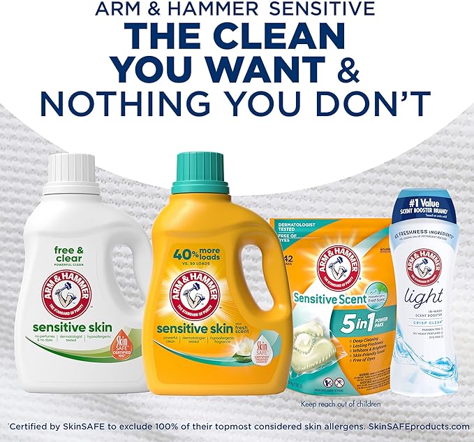 ARM & HAMMER Sensitive Skin Free & Clear Liquid Laundry Detergent, 105 fl oz, 105 Loads