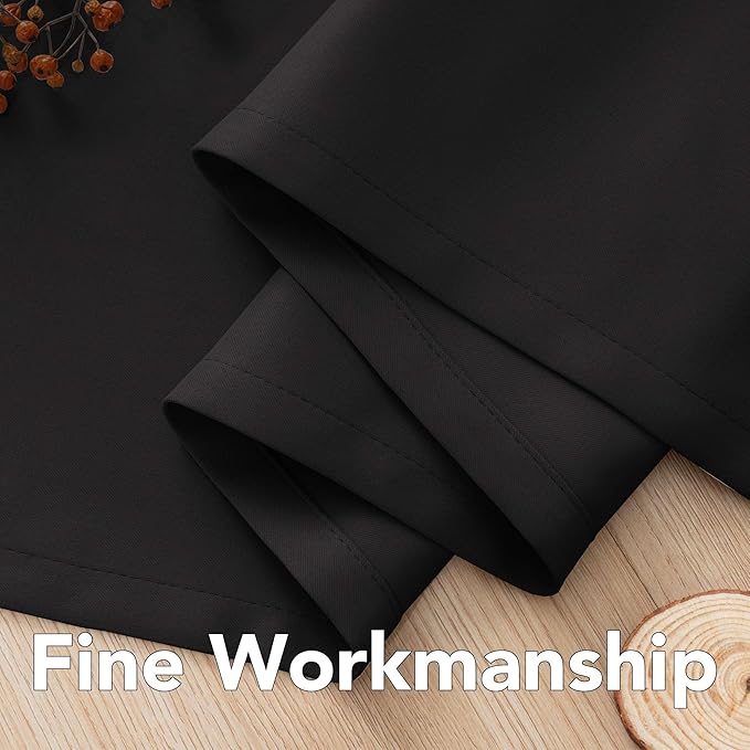H.VERSAILTEX Black Blackout Curtain Blinds Kitchen Curtains Energy Smart Decoration Thermal Insulated Blackout Curtains for Bedroom/Small Window,2 Panels,Grommet,52 by 63 Inch