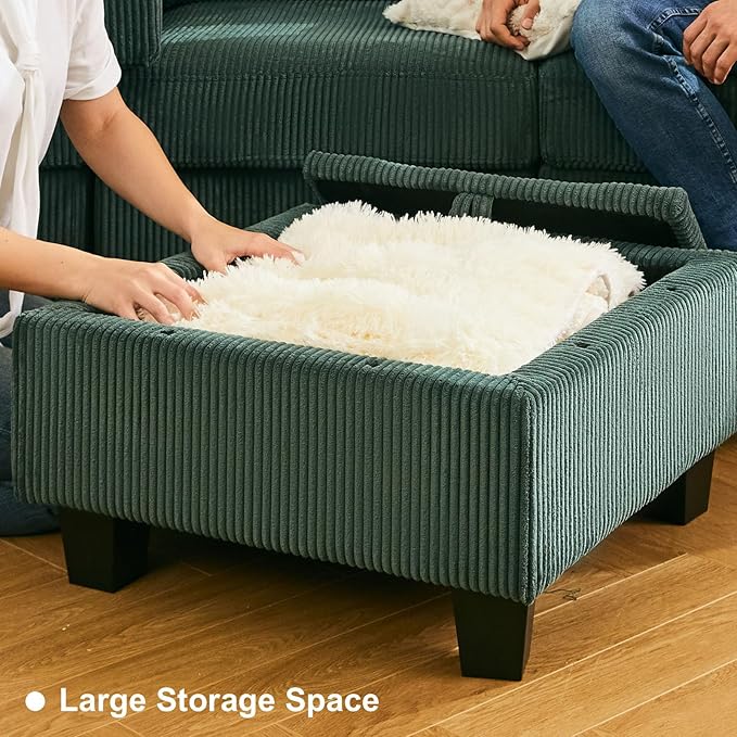 Belffin Corduroy Modular Sectional Sofa 9 Seat Convertible Sectional Sleeper Sofa Bed with Storage Ottomans Modular Sectional Couch Bed for Living Room Green