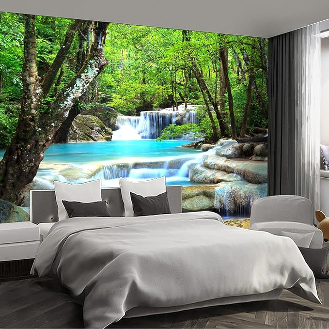 Forest Landscape Wall murals Woodland Tree Peel and Stick Wallpaper for Bedroom Living Room - 96"x137"