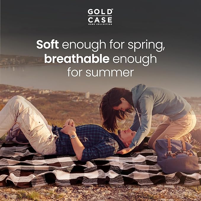 Gold Case Throw Blanket for Couch – 100% Recycled Turkish Cotton Blankets & Throws – Elegant Decorative Throw Blankets for Living Room Sofa – Woven Throws for Couch – Black – 60x80