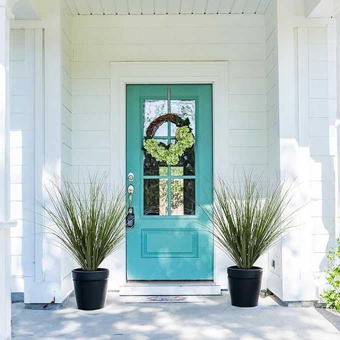 6PCS Fake Plants Artificial Wheat Grass Greenery Plastic Plants Fake Grass Artificial Plants for Outdoor Decor Artificial Grass Plant with Greenery Stems for Indoor Home Decoration 26.4"