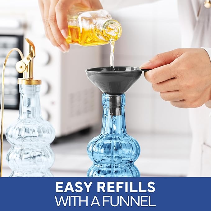 COOK WITH COLOR Glass Olive Oil Bottle Dispenser - 2 Pack- 17oz Oil and Vinegar Cruet - Olive Oil Carafe Decanter for Kitchen