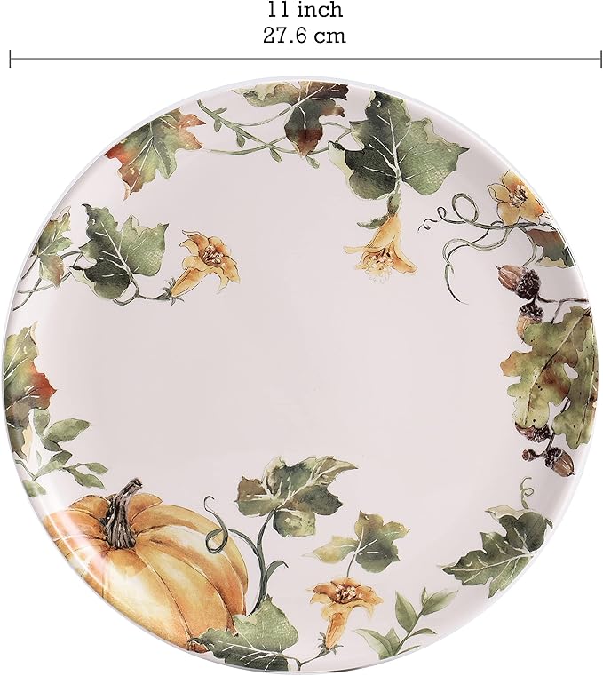 Bico Woodland Critters Dinner Plates Set of 4, 11 Inch Large Ceramic Plates for Pasta, Steak, Stylish Serving Dishes, Microwave and Dishwasher Safe, Gift for Housewarming and Thanksgiving