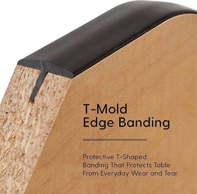 FDP Rectangle Activity School and Classroom Kids Table (30 x 48 inch), Chunky Toddler Legs, Adjustable Height 15-24 inches - Maple Top and Black Edge