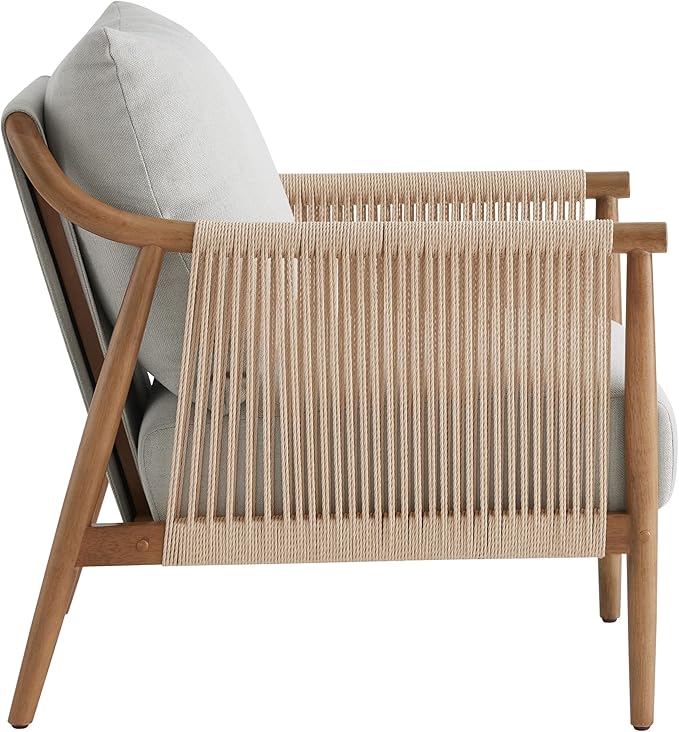 CHITA Braid Armchair, Modern Accent Chair for Living Room, Light Grey