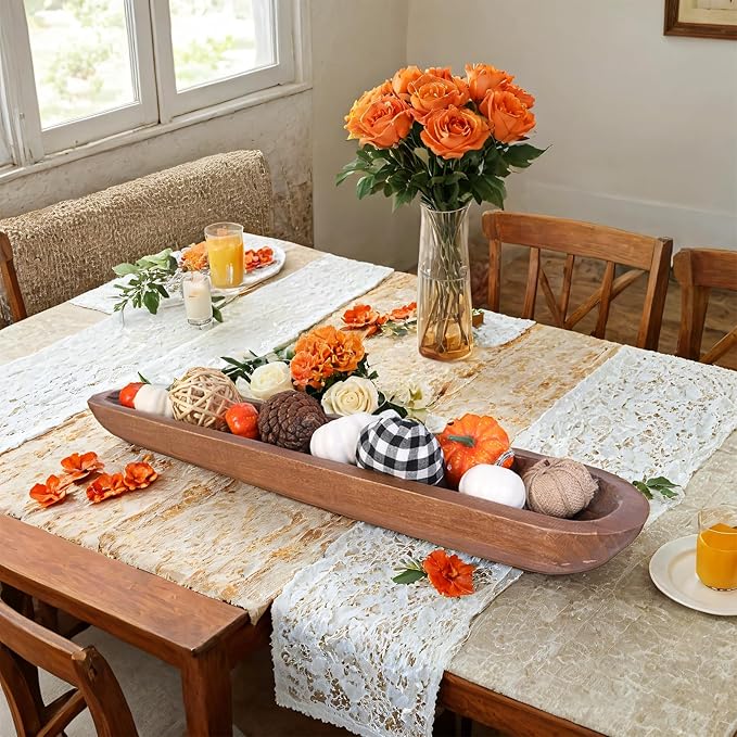 Athaliah Wooden Dough Bowl, Hand Carved Rustic Long Wood Dough Bowls for Decor, Vintage Decorative dough bowl for Table Centerpiece (30 Inch-Brown)