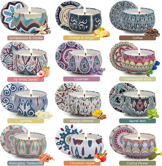 Candles Gifts for Women, 12 Pack Candles for Home Scented, 30 Oz Soy Wax Candle Gifts Sets, 240H Burning Candle for Scented, Ideal for Birthday, Valentine's Day, Mother's Day