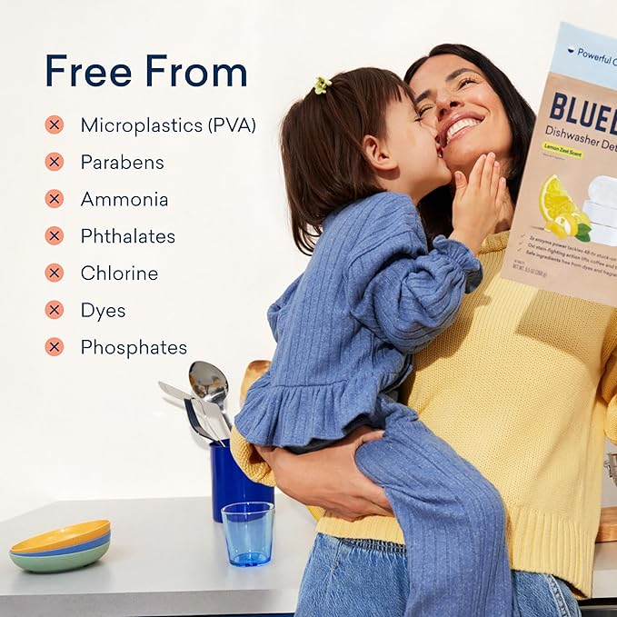 BLUELAND 100% Plastic-Free Dishwasher Detergent Tablets, 36 Count, Lemon Zest Scent, Eco Friendly Dishwashing Pods, Natural, Sustainable