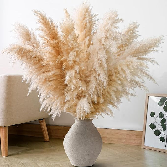 10 PCS 40" Tall Pampas Grass Stems in Natural Beige, Add a Boho Touch to Your Space—Pompas Grass Ideal for Floral Arrangements, Floor Vases, Weddings, and Creating a Bohemian Ambiance at Home.