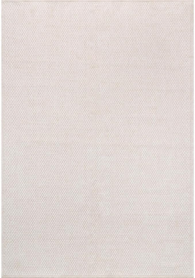 CAMILSON Easy Jute Rug 8x10, Indoor Outdoor Off-White Farmhouse Area Rugs for Living Room Patio and Kitchen Rug, Solid Woven Design, Easy-Cleaning, Non Slip Washable Outside Carpet Alfombras (8 x 10)