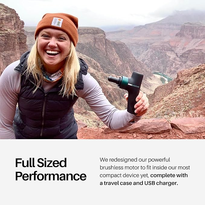 Ekrin Athletics Bantam Mini Massage Gun - Compact Deep Tissue Muscle Massager with Adjustable Speeds & 4 Attachments - Long Battery Life, Lightweight, Travel Friendly