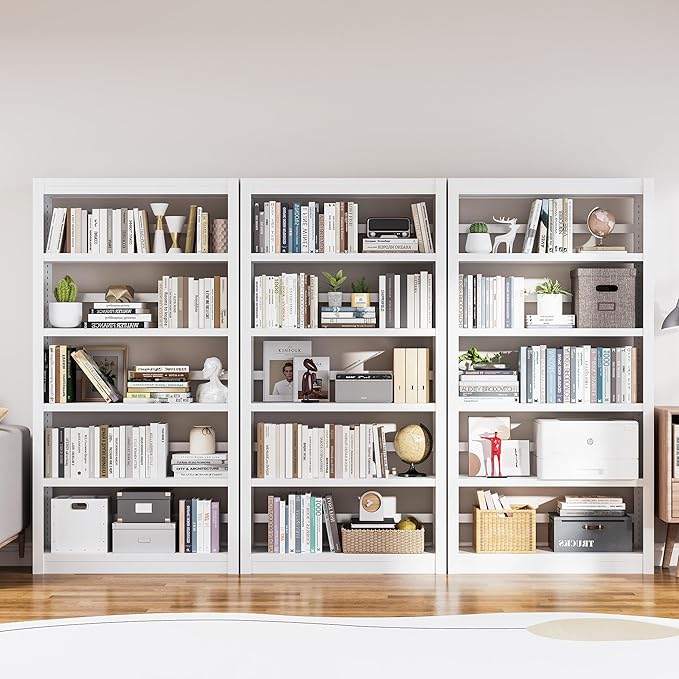 Bookshelf, 5 Tier Bookshelf with Adjustable Shelves, 69" H Tall Bookcase, Metal Bookshelves and Heavy Duty Bookcases for Living Rooms, Home Offices, Library, 10 Minutes Assemble