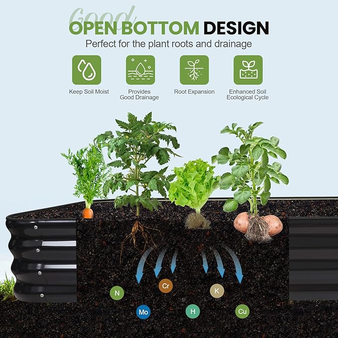 5-in-1 Adjustable Raised Garden Bed Kit | Galvanized Planter Boxes for Vegetables, Flowers | 12" Tall, Multiple Sizes (8x3x1ft, 9x2x1ft, 10x1x1ft, 6x5x1ft, 7x4x1ft) | Outdoor Metal Raised Bed, Grey