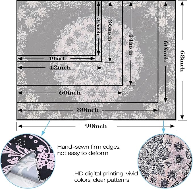 Fowocu Boho Floral Mandala Tapestry Wall Hanging Grey Bohemian Flower Medallion Tapestry Aesthetic Gray Black Hippie Indian Small Tapestries for Bedroom Living Room Dorm Decor 48 x 36 Inch