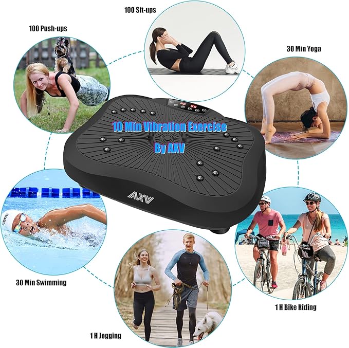 AXV Vibration Plate Exercise Machine Whole Body Workout Vibrate Fitness Platform Lymphatic Drainage Machine for Weight Loss Shaping Toning Wellness Home Gyms Workout