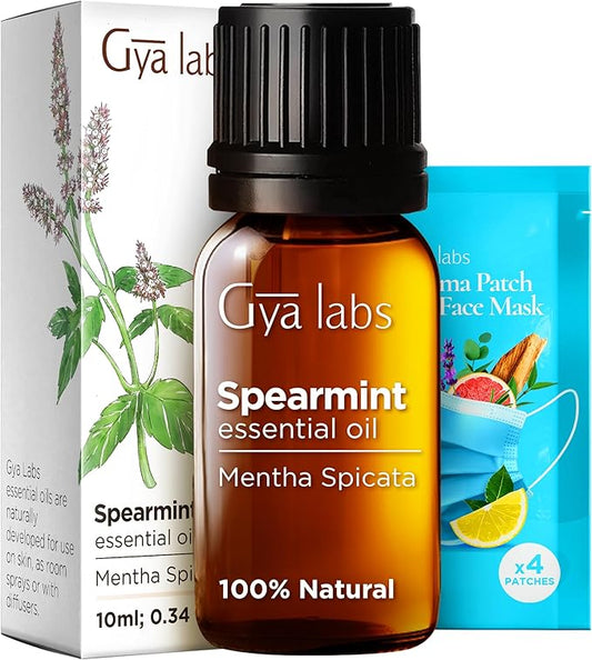 Gya Labs Spearmint Essential Oil for Diffuser & Skin - 0.34 Fl Oz - 100% Pure Natural Spearmint Oil for Facial, Hair, Massage, Aromatherapy & Candle Making Scent