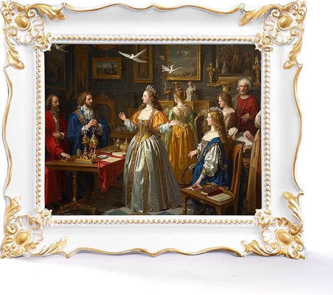 8x10 Vintage Picture Frame with Embossed Flower Design, White Ornate Frame for 8x10 or 5x7 Pictures with White Mat, Hand-Crafted Resin Antique Frames for Tabletop & Wall Hanging, Home Decor (White)