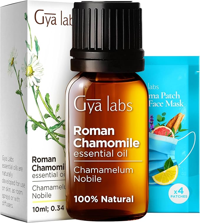 Gya Labs Roman Chamomile Essential Oil for Diffuser - 0.34 Fl Oz - 100% Pure Natural Roman Chamomile Oil for Skin, Hair, Face, Aromatherapy & Candle Making Scent