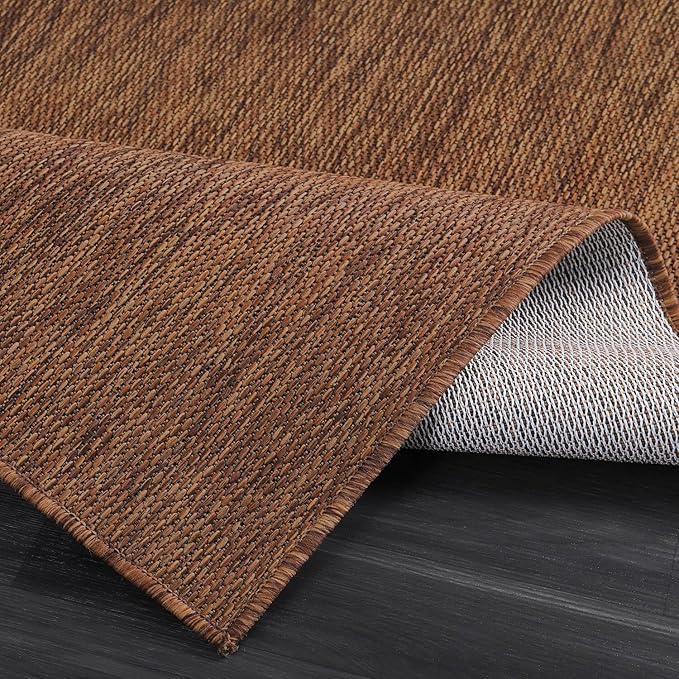 CAMILSON Outdoor Rug 5x7 Modern Area Rugs for Indoor and Outdoor Patios and Porches - Waterproof, Washable, Non-Shedding, Easy-to-Clean Outside Carpet (5 x 7, Solid - Gold)