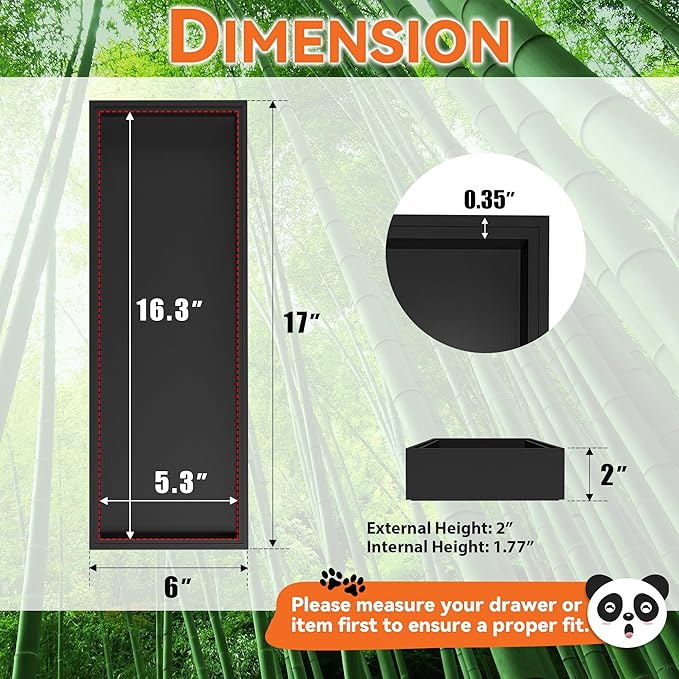 Bamboo Drawer Organizer, Extra Large Silverware Organizer for Kitchen Drawer, Stackable Utensil Organizer, 2 Pcs Toilet Tank Topper Tray, Wooden Toilet Paper Basket (Black, 17 X 6 X 2 Inch)