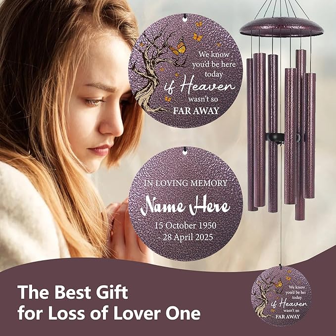 Cardinal Sympathy Wind Chimes Personalized, Windchimes in Memory of a Loved One/Mother, Sympathy Gifts Wind Chimes for Funeral Bereavement Condolences, Memorial Wind Chime