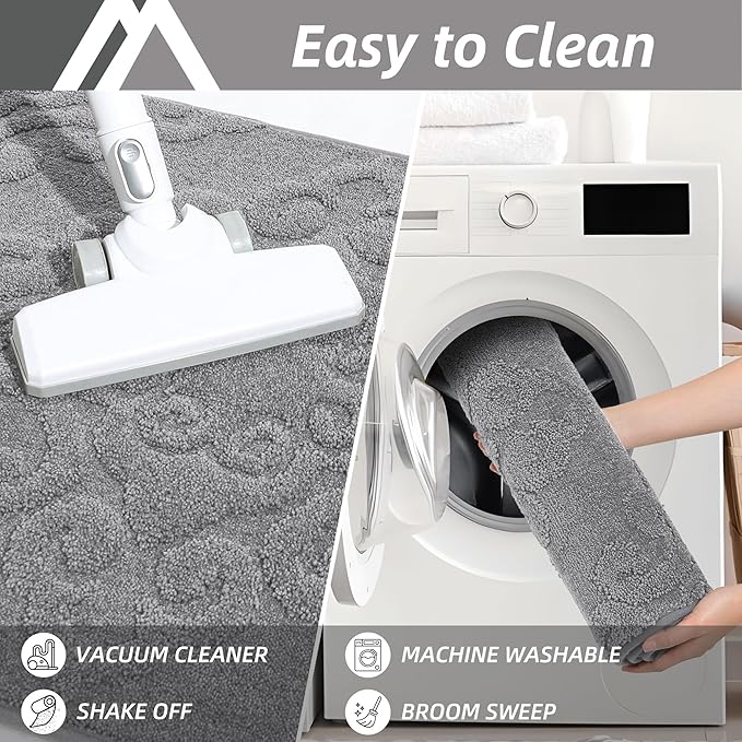 COSY HOMEER-Door-Mat-Non-Slip-Entryway-Rug 24”x36” Absorbent Welcome Mats Washable Dirt Trapper Door Mat Entrance Floor Mats for Front Back Doormats and Wet Shoes,Grey