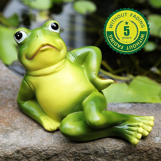 Frog Figurine Garden Decor Set of 3, Funny Lazy Frog Garden Statues Yard Decoration Outdoor Holiday Decorations, Unique Yart Art Outdoor Lawn Ornament for Outside Pond Pool Patio Front Porch Backyard
