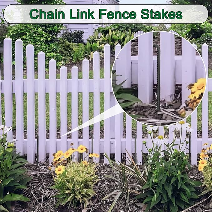 16 Inch Ground Rebar Stakes Heavy Duty J Hook Ground Anchors 40 Pack, Tent Stakes with Chisel Point End, Chain Link Fence Spikes for Bounce House, Gazebos and Outdoor Decorations Inflatables