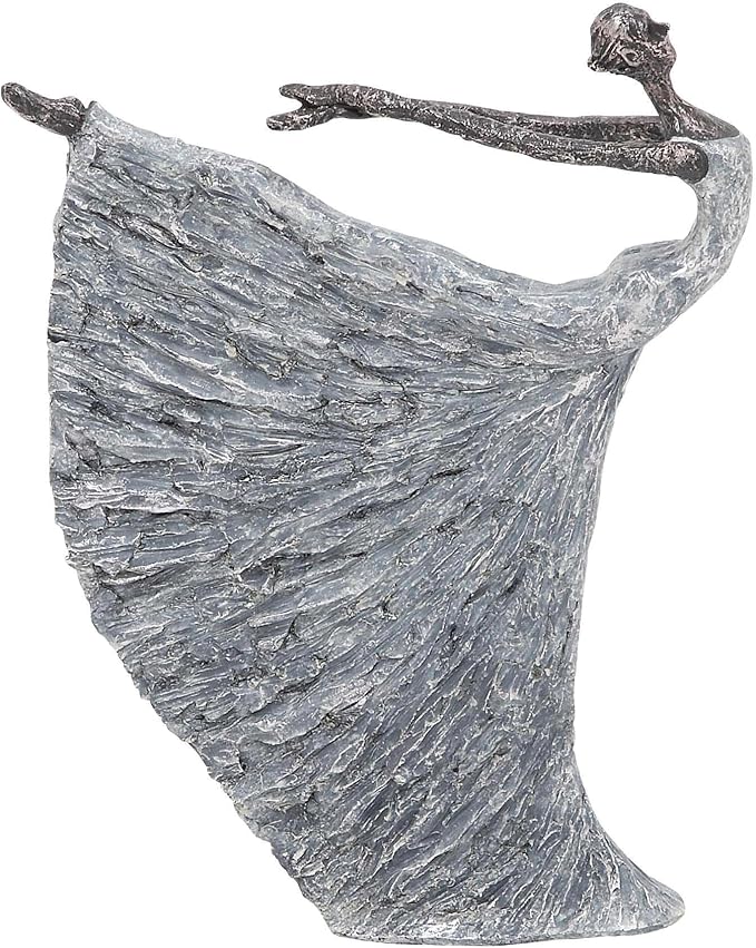 Deco 79 Polystone Dancer Decorative Sculpture Home Decor Statue, Accent Figurine 12" x 3" x 16", Gray