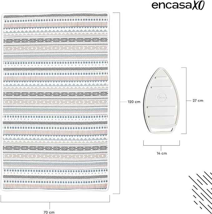 Encasa XO Ironing Mat/Pad (Large 48"x28") with 3mm Padding & Silicone Iron Rest for Steam Pressing on Tabletop or Bed - Heat Resistant, Portable, Quilting & Travel Blanket - Aztec