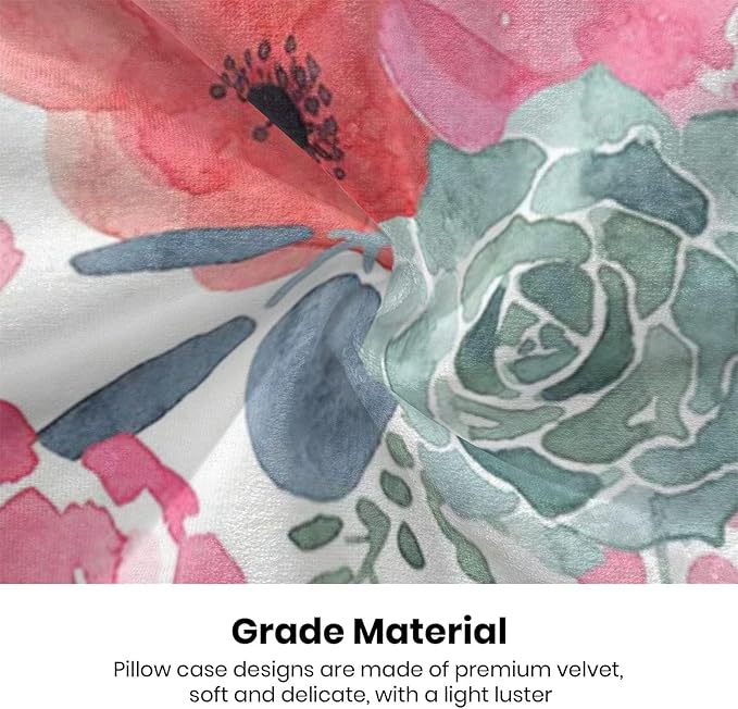 CXMEIFLY Spring Floral Pillow Covers 20 x 20 Inch Set of 2 for Watercolor Pink Flowers Decor Throw Pillows Green Leaves Plant Outdoor Decorative Cushion Cases with Zipper for Couch Bed Decorations