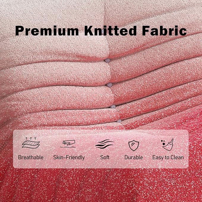 Bean Bag Chair, Fireside Chair Bean Bag Sofa Large Bean Bag Chair for Adults, Bean Bag Chairs for Teens with High Density Comfortable Foam, Memory Foam Bean Bag for Living Room, Bedroom (Pink&White)