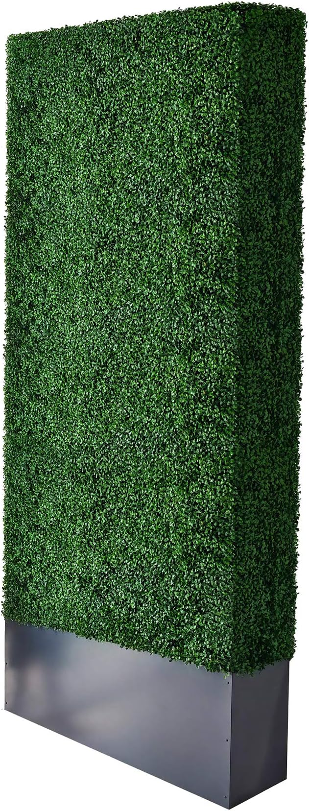 AGPL Upgraded Artificial Boxwood Hedge Wall with Dark Gray Stainless Steel Planter (96" Height 48" Width 12" Deep) Outdoor and Indoor Backdrop Divider Privacy Screen and Decorative Wall