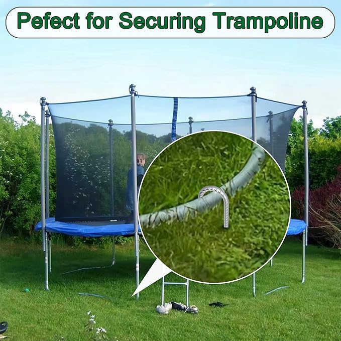 12 Inch Ground Stakes Heavy Duty J Hook 30 Pack Metal Spikes Galvanized Ground Anchors Rebar Tent Stakes for Fence, Bounce House, Gazebos and Outdoor Decorations Inflatables