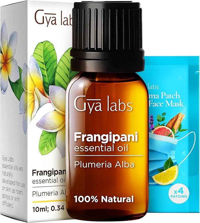 Gya Labs Frangipani Essential Oil for Diffuser - 0.34 Fl Oz - 100% Pure Natural Frangipani Oil for Skin, Face, Aromatherapy & Candle Making Scent