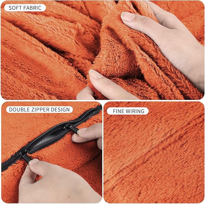 Bean Bag Chair for Adults 3FT,Soft Removable Cover for Teens/Girls Bedroom,Fluffy Giant Round Floor Beanbag Lounger Chairs (No Filler,Orange)