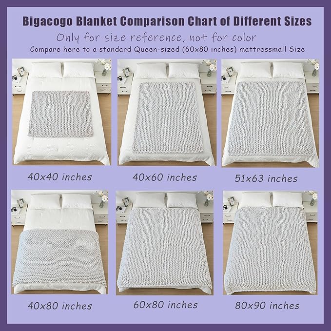 Bigacogo Chunky Knit Throw Blanket for Couch, 40x80 inches, 100% Hand Knitted with Thick Jumbo Chenille Yarn, Cozy Soft Large Rope Knot Cable Crochet Blankets for Sofa Bed Living Room, Peach Fuzz