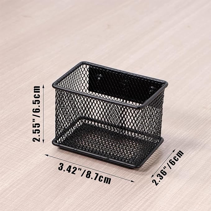 Black Magnetic Basket Set of 2, Refrigerator Basket, Magnetic Baskets Heavy Duty, Magnetic Locker Organizer Holder for Whiteboard Office, 3.42'' × 2.36'' × 2.55''